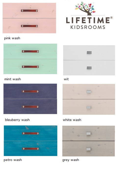 Lifetime beits kleuren,front deuren,laden in boekenkast of kledingkast,pink,mint,bleuberry,petrol,grey,white wash,wit
